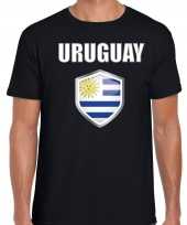 Uruguay landen supporter t-shirt uruguayaanse vlag schild zwart heren