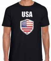 Usa landen supporter t-shirt amerikaanse vlag schild zwart heren