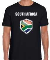 Zuid afrika landen supporter t-shirt zuid afrikaanse vlag schild zwart heren